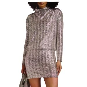 ONE 33 social sequin mini dress womens sz 12 silver shimmer sparkly fancy party